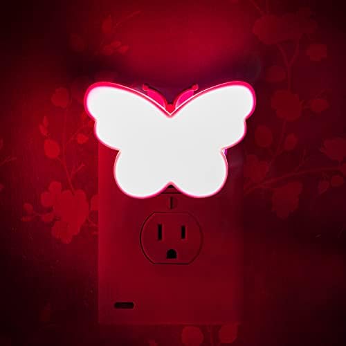 SYCYULAN 2 бр. led нощна светлина с пеперуда, plug към монтиране на ночникам с интелигентен сензор от здрач