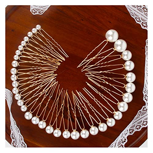 Сватбени Фиби за коса с перли Елегантни Фиби за коса Комплект от 36 Сватбени заколок 6 Различни размери и е