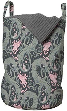 Чанта за дрехи Лунен Дракон, Извергающая Василиска Розов Цвят Сред Цветя във формата на сърце Дракон, Кошница