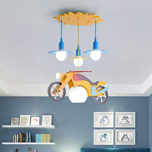 YANG1MN Детска Стая Мотоциклети Led Куполна Лампа Полилей Очите Творчески Cartoony Момче Детска Спалня Тематичен
