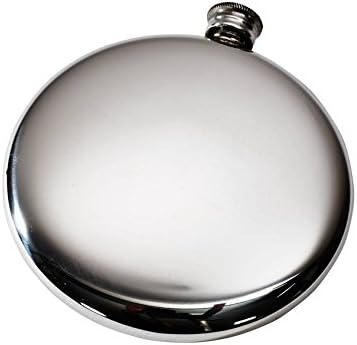 Кръгъл оловен фляжка Wentworth Pewter -Knox от полиран стъкло Sporran, алкохолът фляжка, с капацитет от 4 грама