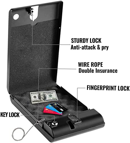 NC 1,5-литров сейф за пръстови отпечатъци, мини преносим таен сейф с ключ за пари, кредитни карти, часовници,