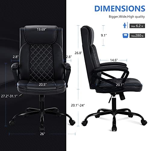 Офис стол Misolant, Стол за управител, Стол от Изкуствена кожа, Удобно Компютърно Стол, Стол за ръководител