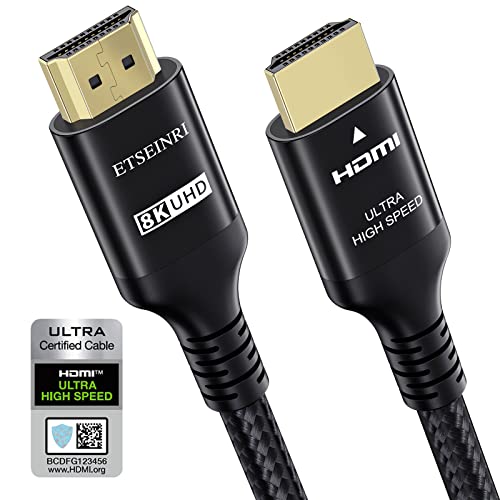 Кабел Etseinri 8K HDMI 2.1 3,3 фута, Сертифициран Високата HDMI кабел 48 gbps 10K 8K60Hz, 4K120Hz eARC DTS: