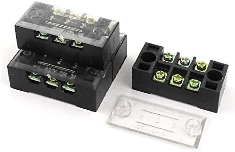 X-DREE 4шт 600 15А Двухрядная 3-посочен Резьбовая клеммная блок за свързване на електрически кабели (4шт 600