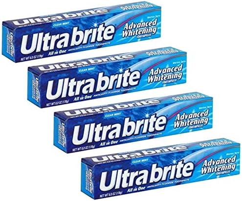 Ultra brite Подобрена избелваща паста за зъби Clean Mint 6 унции (опаковка от 4 броя)