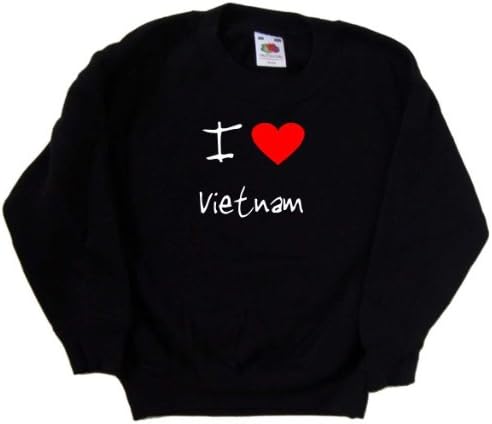 Черна детска Hoody I Love Heart Vietnam