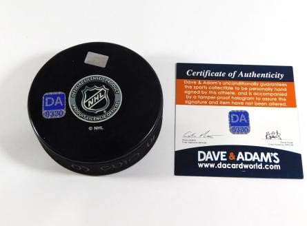 Ерик Кондра подписа Сувенири хокей шайба НХЛ Senators Дейв & Adam ' s Auto - за Миене на НХЛ с автограф