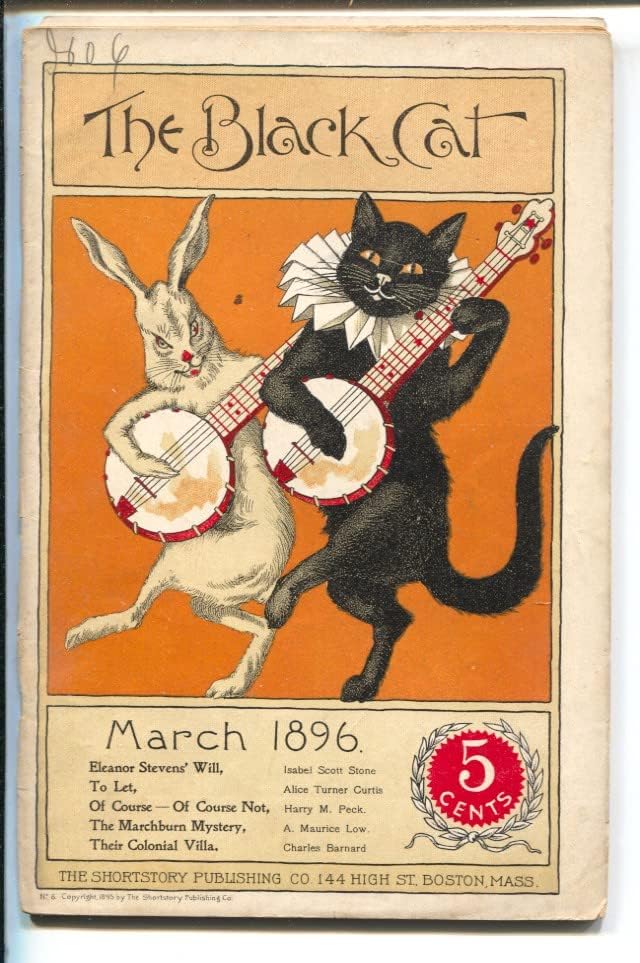 Черна котка #6 3/1896-Корица Нели Литтлхейл Умстеттер-А. Морис Лоу-Ранно освобождаване-криминално чтиво-рядкост-G