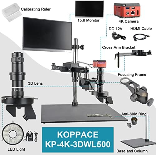 KOPPACE 13X-110X Увеличаване на 2D/3D Микроскоп Въртене на 360 ° Изображение във формат 4K HD Голяма Напречната