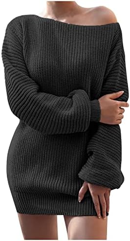 Женското Сексуално Вязаное Рокля-пуловер С дълги ръкави, Стилно Ежедневното Трикотажное Рокля с кръгло деколте