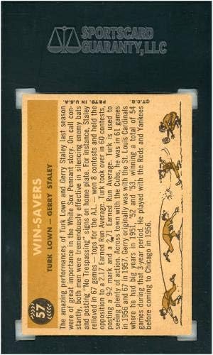 Спортни сувенири сувенири Победителите Чикаго Уайт Сокс Търк Лоун Джери Стейли 1960 Topps 57 SGC 3.5 Card -