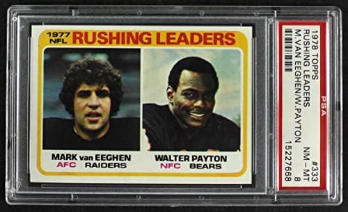 1978 Topps 333 Бързи лидери Уолтър Пейтън / Марк ван Эген Мечки / Похитителите (Футболна карта) PSA PSA 8.00