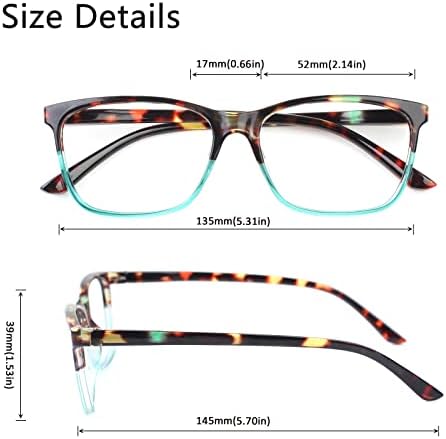 Henotin 4 опаковки Женски Очила за четене, Блокер Синя Светлина Кутия Пантите За четене, Компютърни Очила От