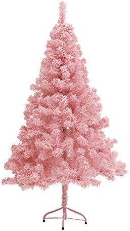 Коледно дърво ZPEE Розов цвят, Материал ПВЦ, Изкуствена бор на панти с метална стойка, Лесно се монтира Коледна