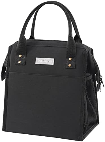 EurCross Изолирано чанта-тоут за обяд Bento Box, за възрастни, за Работещи жени, Однотонная Черна чанта-хладилник