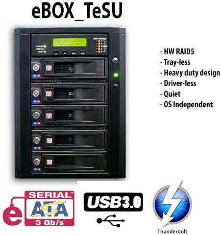 Thunderbolt | eSATA | USB3.0 без пет конектори за SATA. корпус хардуерни RAID/JBOD без водачи с технологията