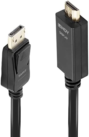 LINDY 36920 Кабел DisplayPort-HDMI дължина от 0,5 м 10,2 G, черен