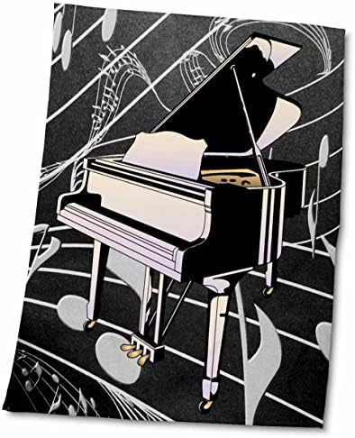 Триизмерно Черно-розово Пиано в стил ар деко На Черно Музикален фон - Кърпи (twl-39052-1)