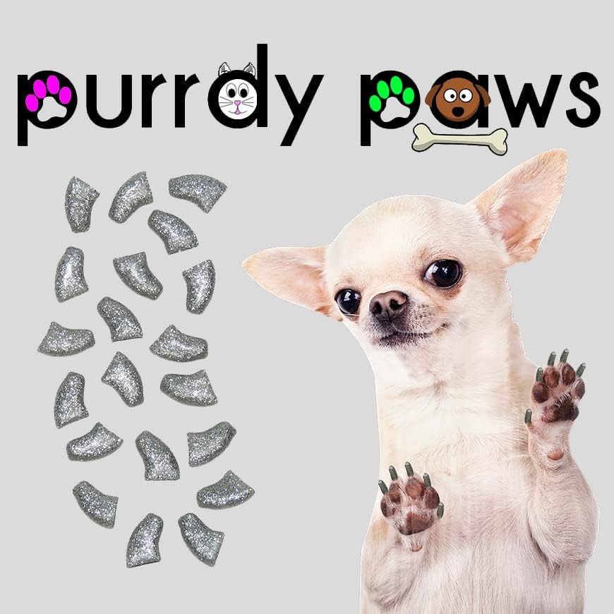 Purrdy Paws доставка от 1 година, меки шапки за кучешки нокти, сребристи обувки XXL