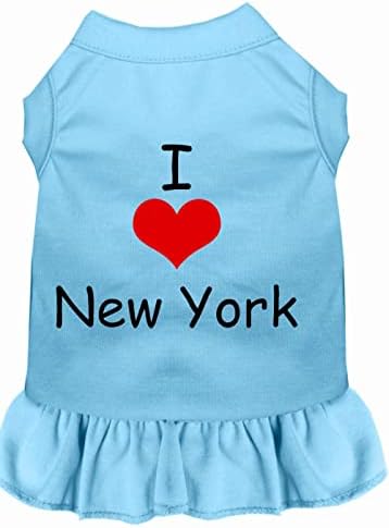 Mirage Стоки за домашни любимци 58-07 XXL, Бебешка рокля с Трафаретным принтом Синьо I Heart New York, XX-Large
