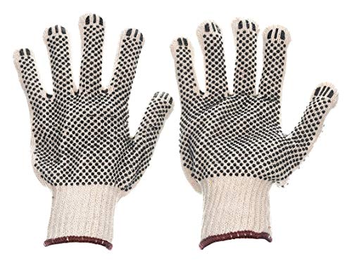 Ръкавици от Нитяного трикотаж в грах, Полиестер / Памук, Естествени / Черни, Големи,