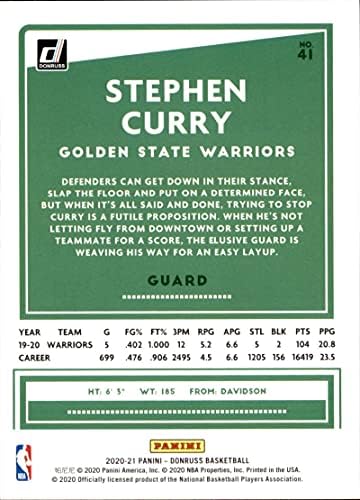 Баскетболно карта Донрусса №41 Стивън Къри Голдън Стейт Уориърс 2020-21 41