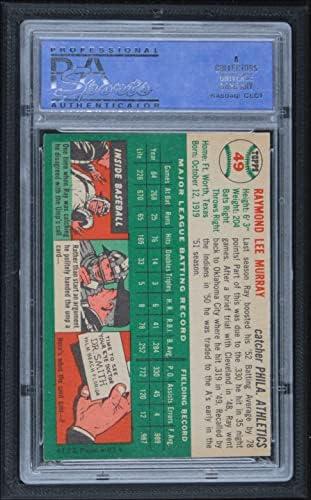 1954 Topps 49 WHT Рей Мъри Филаделфия Атлетикс (Бейзболна картичка) (Бяла завъртане) на PSA PSA 6.00 Лека