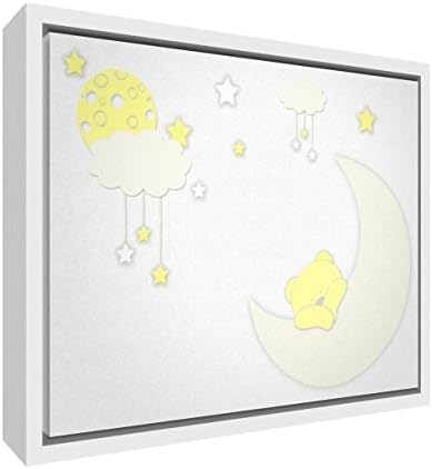 Детски платно Feel Good Art с еко-принтом и рамка в бяло дървена рамка (44 x 34 x 3 см, средно, Жълто, Bear