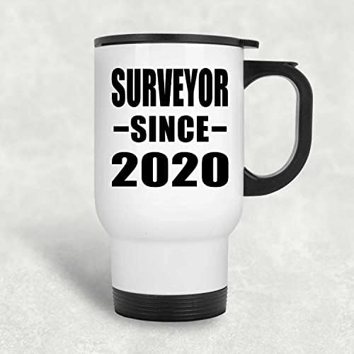 Designsify Surveyor С 2020 г., Бяла Пътна Чаша С Изолация от Неръждаема Стомана От 14 унции, Подаръци за Рожден