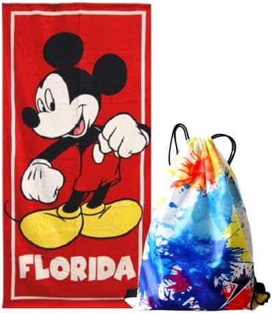 Класическо Червено Плажна кърпа на Дисни Мики маус с чанта на съвсем малък (Червено, Флоридское име)