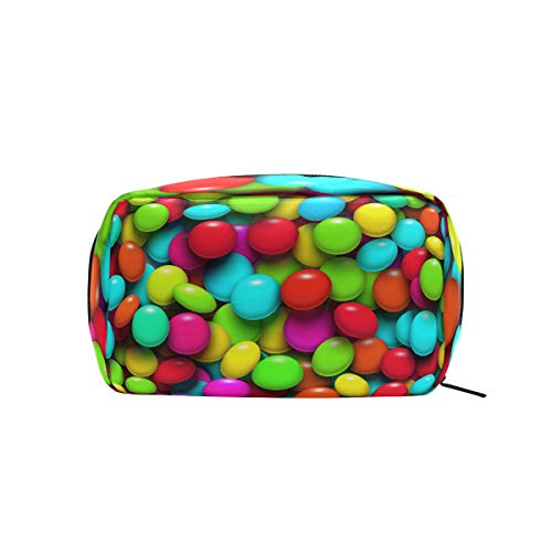 Чанта за грим Unicey Rainbow Candy, Преносима Косметичка-Тоут, Козметичен Органайзер за Пътуване, Чанта за Тоалетни
